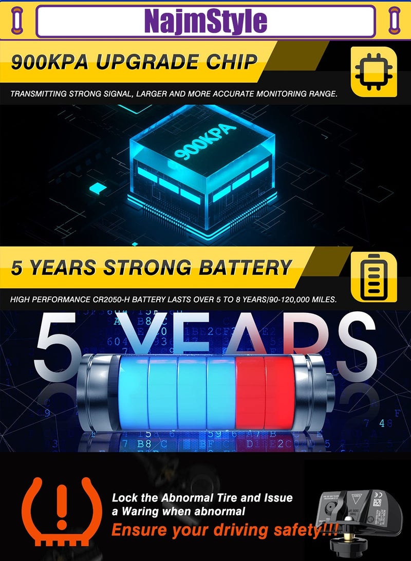 نجم ستايل مستشعرات نظام مراقبة ضغط الإطارات TPMS، 433 ميجا هرتز مستشعر استبدال نظام مراقبة ضغط الإطارات للفترة 2020-2024 شيفروليه سيلفرادو جي إم سي سييرا كاديلاك بويك بونتياك للجزء الخاص بالمعدات الأصلية رقم 13533166، 13542523 4 قطع - Image 5
