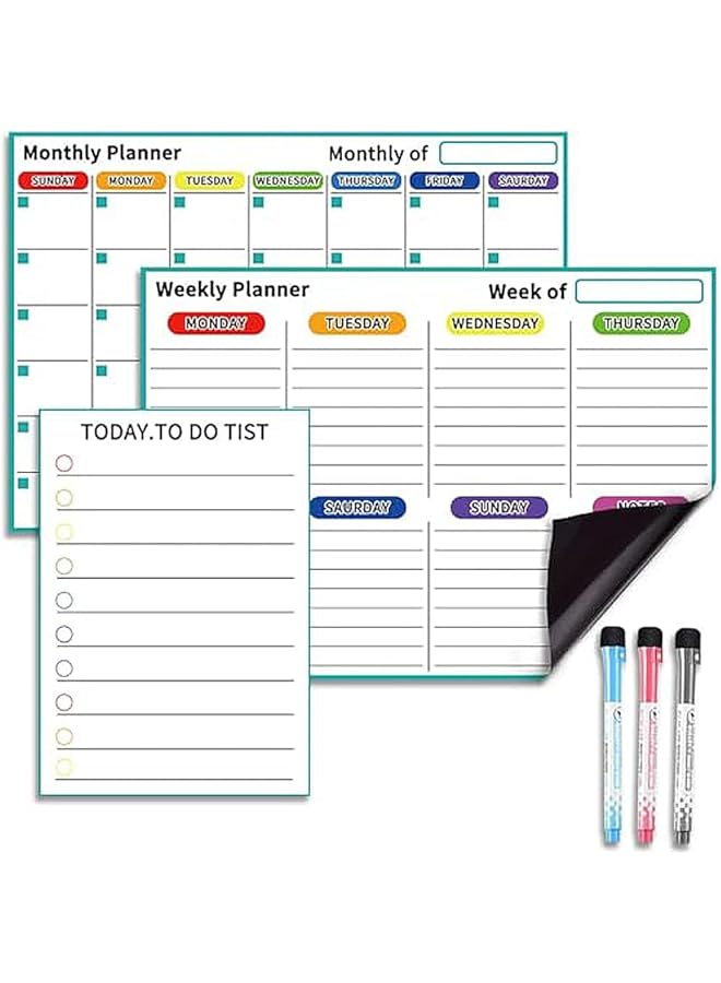 TRASSLE Magnetic Dry Erase Calendar For Refrigerator Magnet Flexible Daily Message Stickers Includes Monthly Weekly Calendar Whiteboard 3 Pen Markers With Eraser For Agenda Planner To Do List  - Image 1