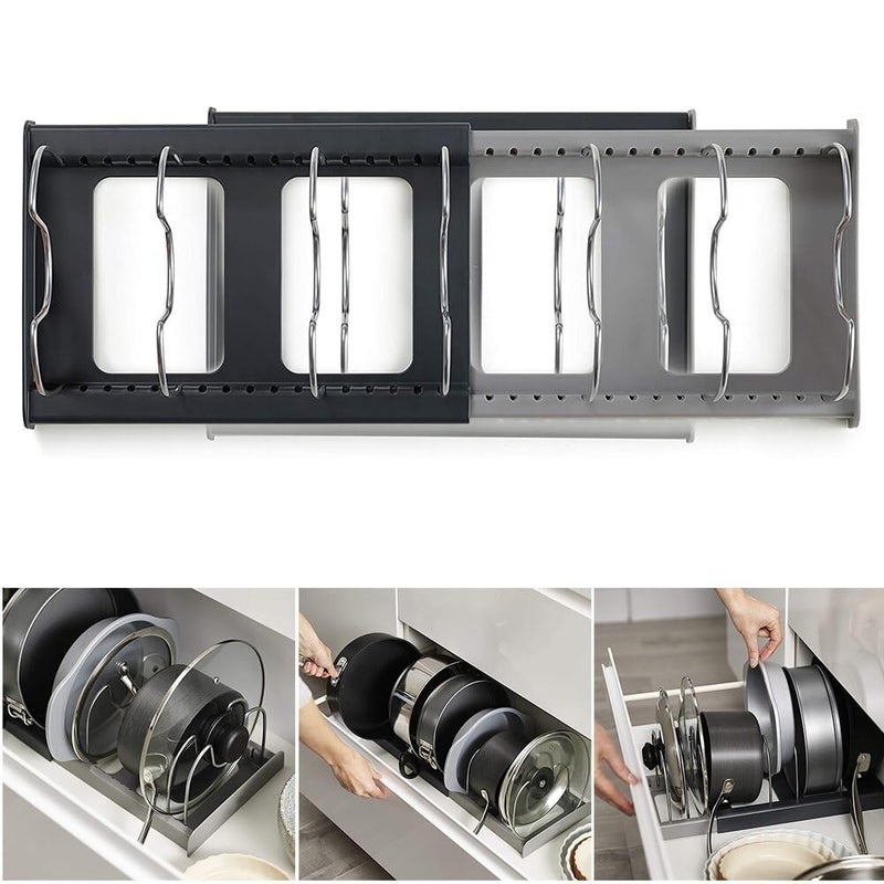Cyrox 7 Adjustable Compartments Pot and Pan Organizer For Cabinet Expandable Kitchen Pot Rack Organizer Pans and Pots Lid Organizer Rack Holder 1Pcs - Image 5