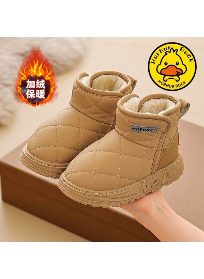 Little Yellow Duck Children's Snow Boots Boys' Winter New Style Velvet Thickened Winter Shoes Waterproof Anti-slip Girls' Snow Cotton Shoes