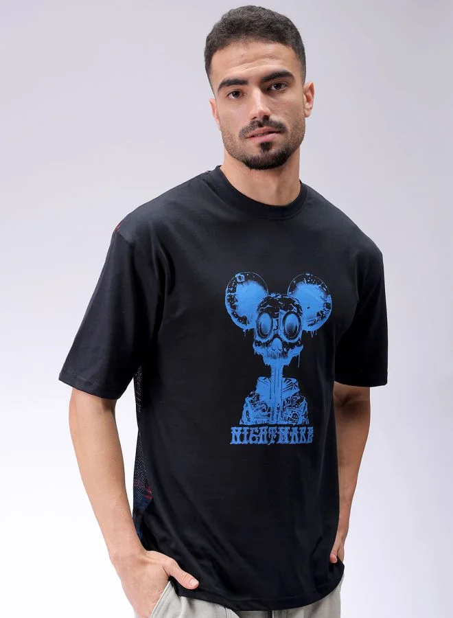 The Indian Garage Co Men Boxy Oversized Graphic Back Printed Round Neck Tshirt