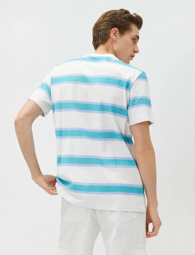 كوتون Slogan Printed T-Shirt Crew Neck Short Sleeve Cotton
