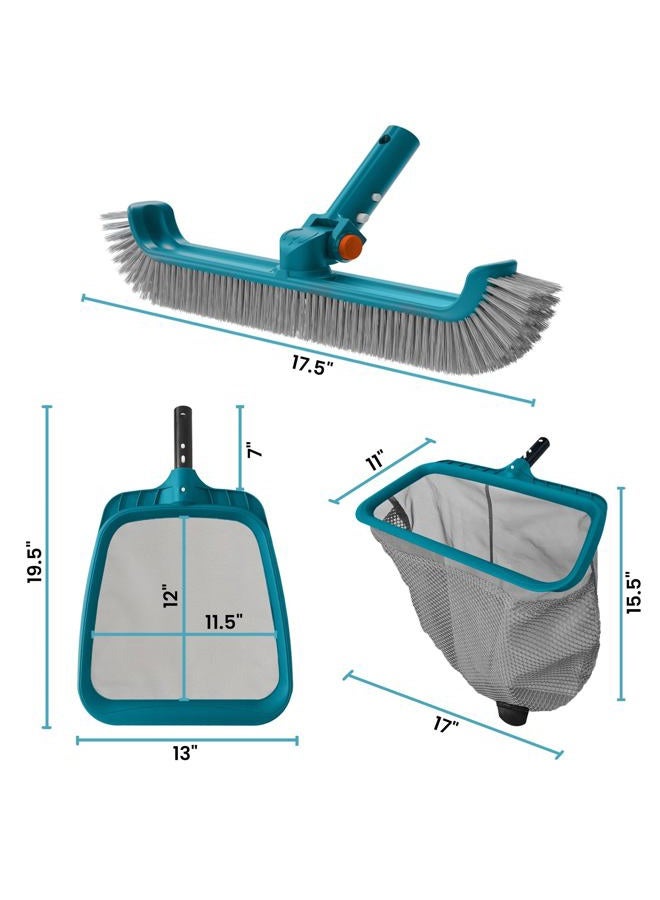 POOLWHALE Economy Swimming Pool Cleaning Kit - Fine Mesh Deep Pool Rake & Leaf Skimmer Net, Rotatable Pool Brush Head for Cleaning Above Ground & inground Pools (No Pole) - Image 4