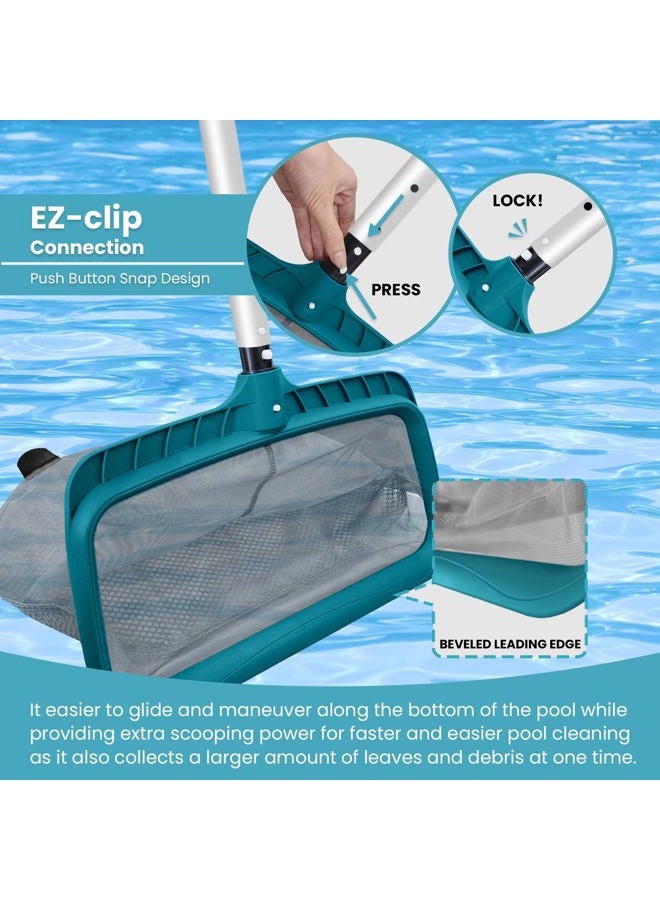 POOLWHALE Economy Swimming Pool Cleaning Kit - Fine Mesh Deep Pool Rake & Leaf Skimmer Net, Rotatable Pool Brush Head for Cleaning Above Ground & inground Pools (No Pole) - Image 5