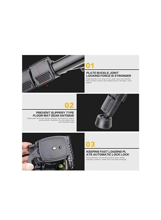 Jmary 2234 Professional Aluminium Alloy Tripod Stand - 3-Way Swivel Pan Head - Image 2