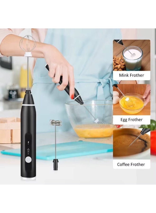 2-in-1 Nescafé and Egg Beater - Rechargeable Electric Foam Maker with USB Port - 3-Speed ​​Milk and Coffee Whisk - Nescafé, Latte, and Cappuccino Mixer with 2 Stainless Steel Beaters - Extra Egg Whisk - Nescafé Whisk (Random Color) - Image 2