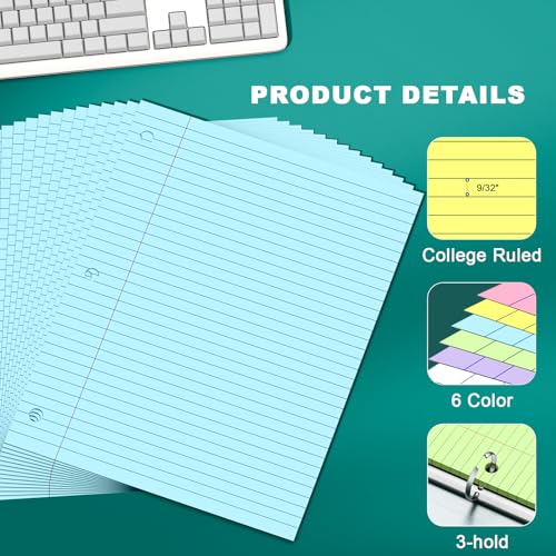 Ciphyfee Note Pads 8 X 10.5 Loose Leaf Paper, 120Sheets, 3 Hole Punched Lined Paper, College Ruled 8 X 10.5 Notebooks, 10-1/2" X 8 Binder Writing Pads, Filler Paper For Engineering, Office, School Supplies - Image 3