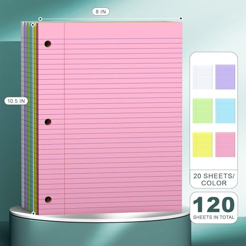 Ciphyfee Note Pads 8 X 10.5 Loose Leaf Paper, 120Sheets, 3 Hole Punched Lined Paper, College Ruled 8 X 10.5 Notebooks, 10-1/2" X 8 Binder Writing Pads, Filler Paper For Engineering, Office, School Supplies - Image 2