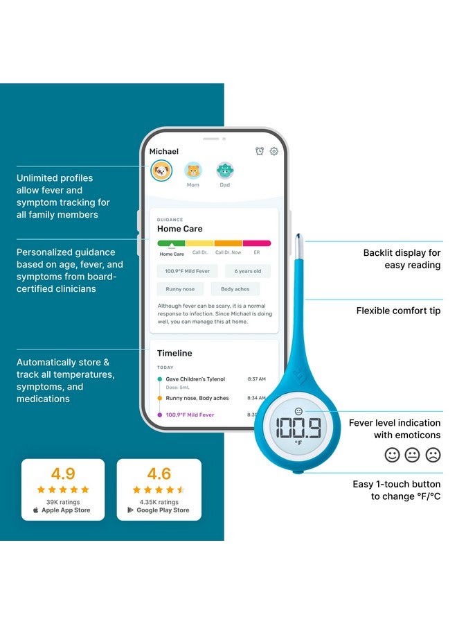 Kinsa QuickCare Smart Digital Thermometer - Medical Termometro FDA Cleared - Image 4