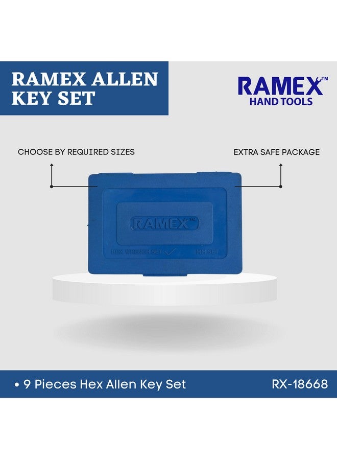 RAMEX Allen Key Set, Allen Key Set Tools Kit, 9pc Hex Allen Key Set In Plastic Box Packet Size Allen Key Set Allen Keys - Image 2