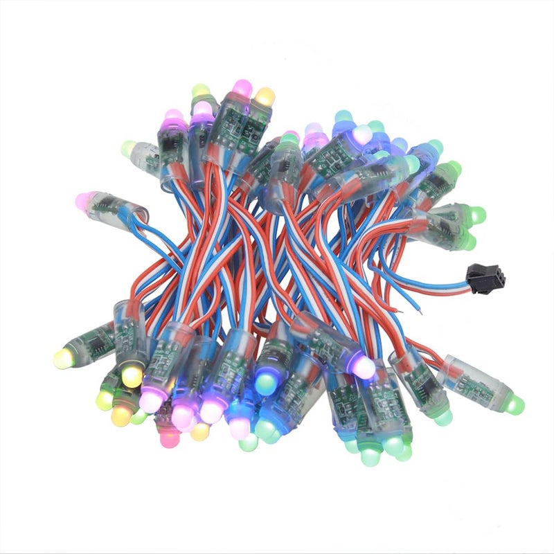 أضواء بكسل LED RGB WS2811 من ALITOVE قابلة للتوجيه فرديًا 12 مم وحدة بكسل LED رقمية ملونة بالكامل 12 فولت 50 قطعة مقاومة للماء IP68 للإعلانات المنزلية وزينة عيد الهالوين وعيد الميلاد