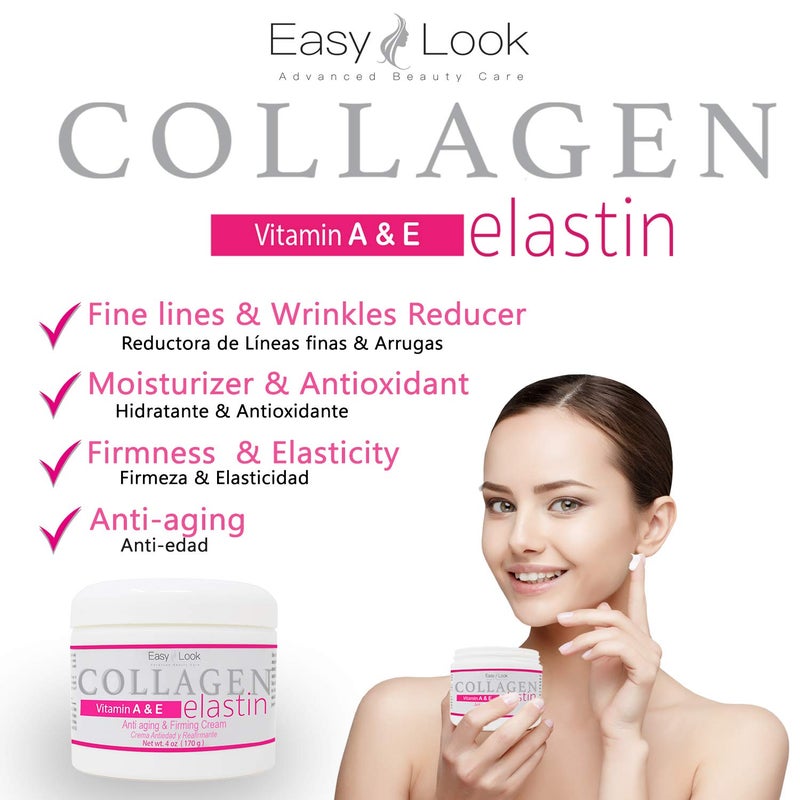 EASY LOOK Collagen Elastin Cream Vitamins A & E Anti Aging and Firming Cream 4oz - Image 2
