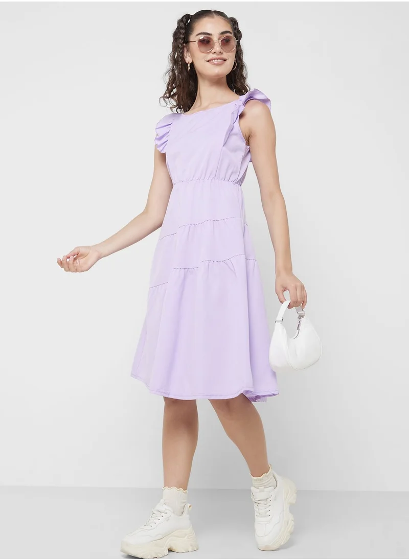 Ginger Ruffle Sleeve Pleat Dress