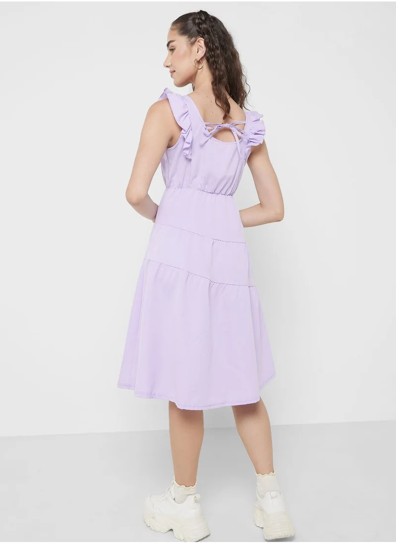 Ginger Ruffle Sleeve Pleat Dress