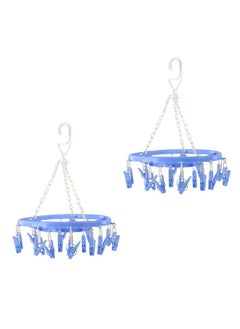 Kuber Industries Kuber Industries (Pack of 2) Cloth Drying Hanger | 360° Cloth Drying Stand | Baby Cloth Drying Pegs | 16 Clips Clothes Hanger for Socks, Bras, Underwear & Towels | Round Cloth Drying Clips | Blue  - Image 1