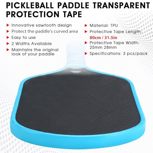 PICKLETECH Clear Pickleball Edge Guard Tape – No Wrinkling, Protects Edge & Covers Lead Tape – 28mm/30mm – Fits All Brands & Standard Paddles - Image 5