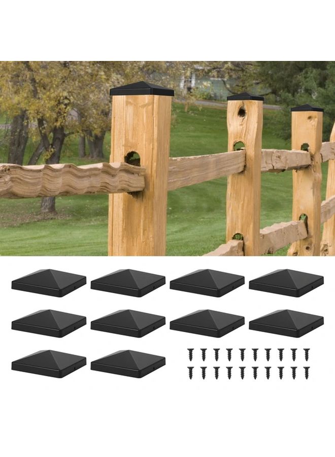 Black Plastic Caps For 4 Inch Square Fence Posts Set Of 10 Protective Post Covers - Image 1