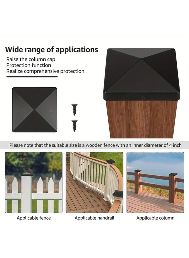 Black Plastic Caps For 4 Inch Square Fence Posts Set Of 10 Protective Post Covers - Image 4