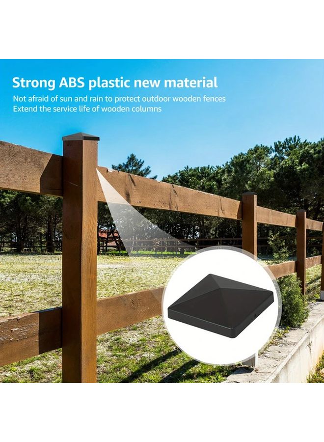 Black Plastic Caps For 4 Inch Square Fence Posts Set Of 10 Protective Post Covers - Image 2