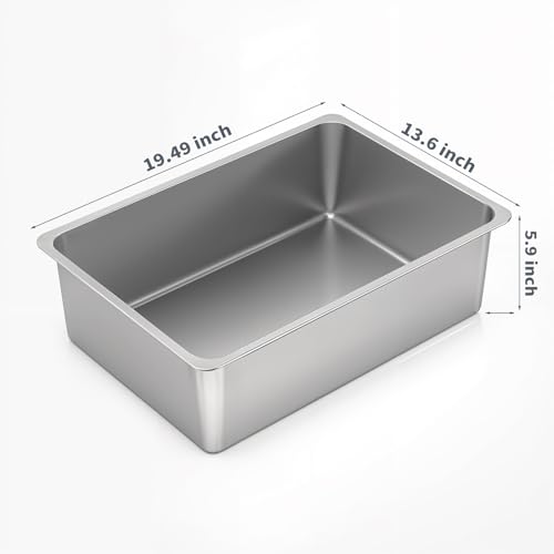 Kirecoo Stainless Steel Cat Litter Box, Large Metal High Sided Cat Pan Box, Indoor Litter Tray, Non Stick, No Smell, Easy to Clean, Pet Toilet Supplies for Cats - Image 2