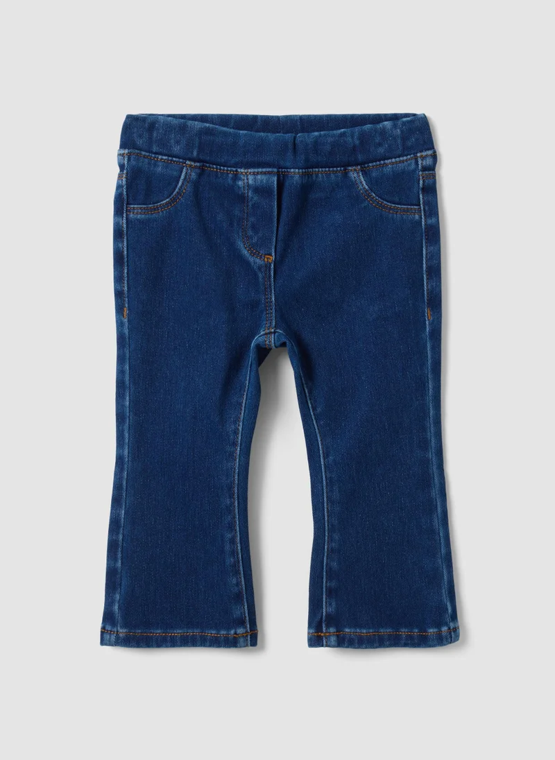 Ovs OVS Blue Stretch Cotton Flare-Fit Jeggings For Baby Girl