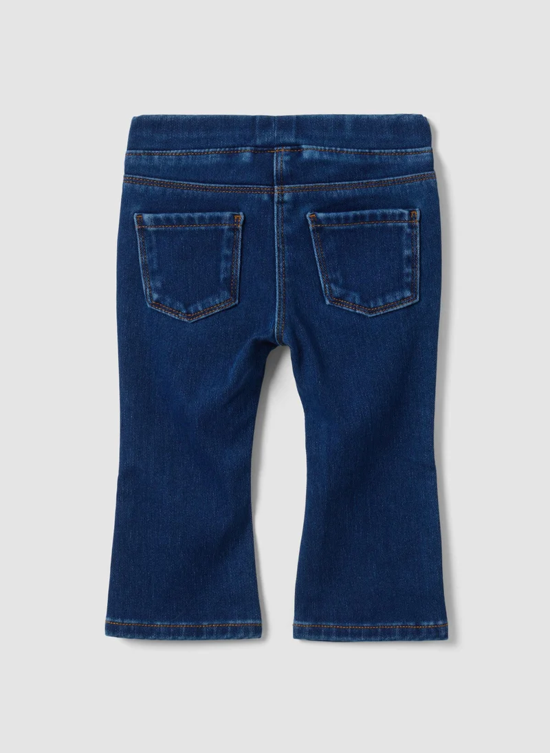 Ovs OVS Blue Stretch Cotton Flare-Fit Jeggings For Baby Girl