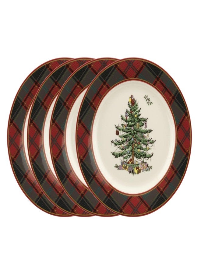 Spode Christmas Tree Tartan Salad Plate (Set of 4) - 7.75" Earthenware Plate, Holiday Tableware for Serving Salads, Appetizers, Desserts - Dishwasher & Microwave Safe, Festive Christmas Dinnerware - Image 1
