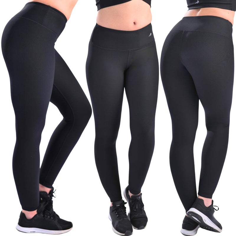 CompressionZ Women's Compression Leggings High Waisted Performance Shaping Gym, Pilates, Travel, Yoga, Workout Pants Black: Ribbed Luxe Small - Image 2
