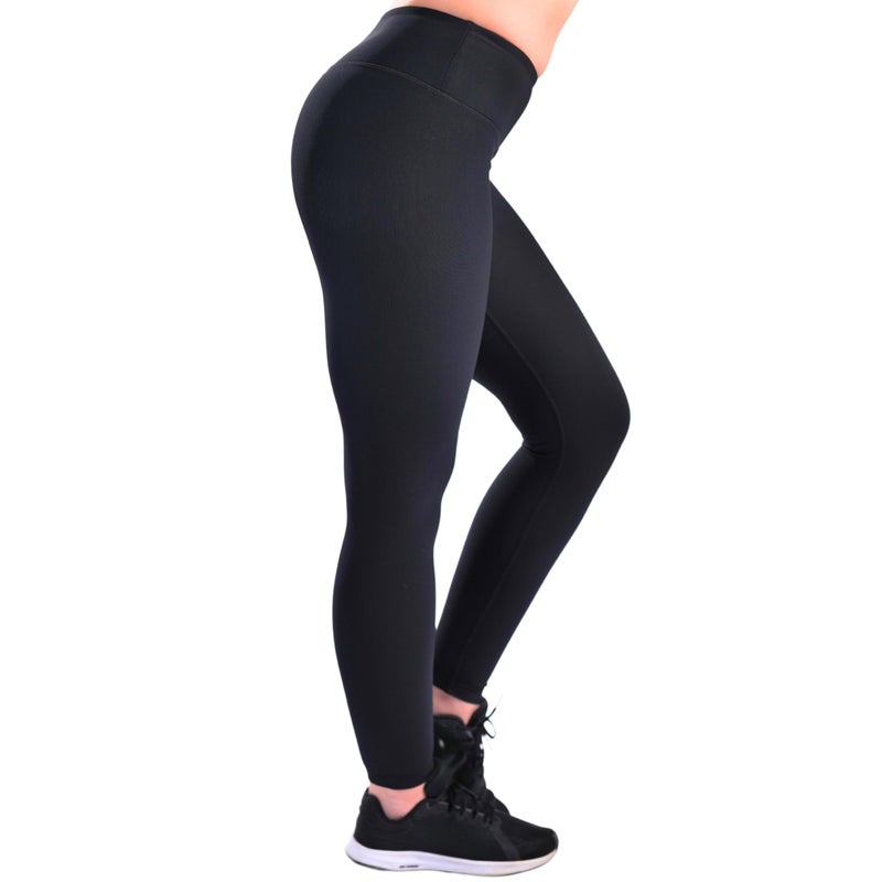 CompressionZ Women's Compression Leggings High Waisted Performance Shaping Gym, Pilates, Travel, Yoga, Workout Pants Black: Ribbed Luxe Small - Image 1