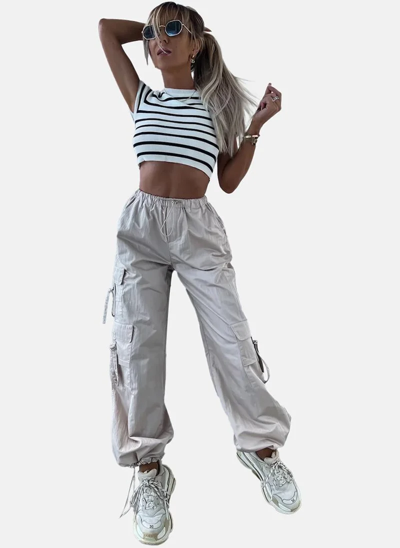 YUNIQEE Beige High Rise Jogger Trousers