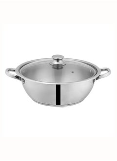 SONEX SONEX Mega Wok/Kadai, 24 cm (3.5 Ltr) Stainless Steel – Glass Lid with Steam Vent, Durable Handles, Sandwich Bottom for Even Heating, Sleek Modern Design for Efficient and Stylish Cooking  - Image 2