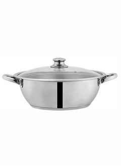 SONEX SONEX Mega Wok/Kadai, 24 cm (3.5 Ltr) Stainless Steel – Glass Lid with Steam Vent, Durable Handles, Sandwich Bottom for Even Heating, Sleek Modern Design for Efficient and Stylish Cooking  - Image 1
