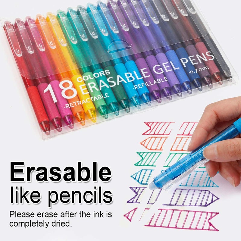 Vanstek 18 Colors Retractable Erasable Gel Pens Clicker, Fine Point(0.7), Make Mistakes Disappear, Premium Comfort Grip for Drawing Writing Planner and Crossword Puzzles - Image 2