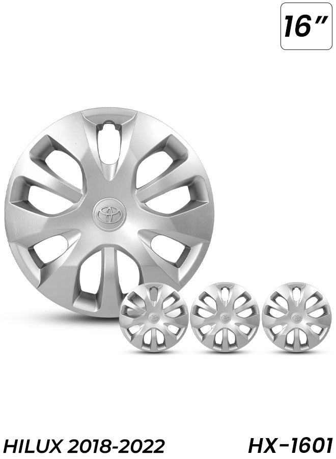 TOYOTA HX-1601 16 Inch Wheel Cover Set for Toyota Hilux 2018–2022 – Durable ABS Fiber Hub Caps with Secure Retention Ring, Anti-Crack & Anti-Fade Finish, Easy Clip-On Installation, Fits R16 Tire Size - Image 1