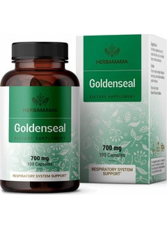 HERBAMAMA Goldenseal Root Capsule Supplement Organic Goldenseal Herb Powder Pills Respiratory & Digestive Function 100 Capsules  - Image 1