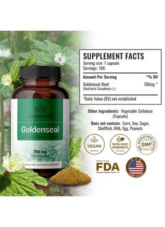 HERBAMAMA Goldenseal Root Capsule Supplement Organic Goldenseal Herb Powder Pills Respiratory & Digestive Function 100 Capsules  - Image 3