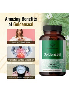HERBAMAMA Goldenseal Root Capsule Supplement Organic Goldenseal Herb Powder Pills Respiratory & Digestive Function 100 Capsules  - Image 5