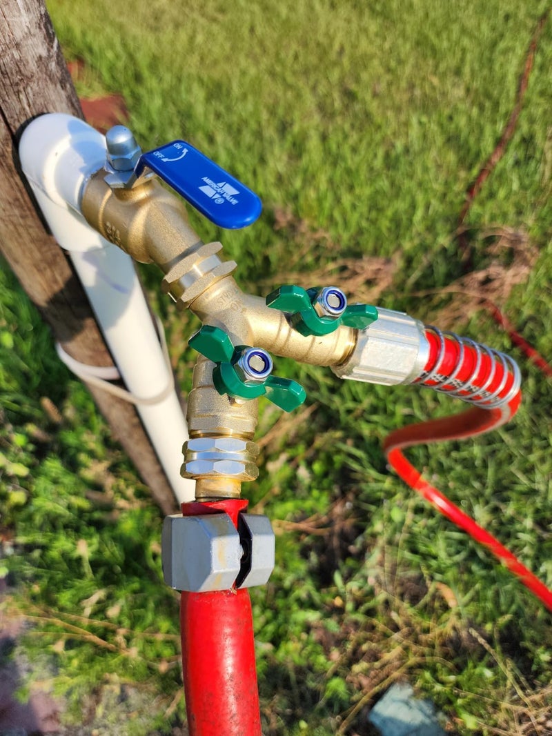 STYDDI Garden Hose Splitter Full Flow, Brass Heavy Duty Hose Splitter 2-Way High Flow, All Metal Hose Y Splitter with Shutoff, Outdoor Faucet Splitter Hose Connector, Water Hose Y Valve Tap Adapter - Image 2