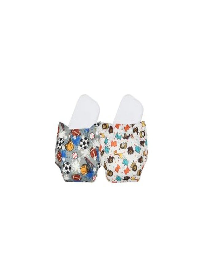 Laee cute Reusable Cloth Diaper with Inserts - Space & Cartoon Print (Pack of 2) (grey+white) - Image 2