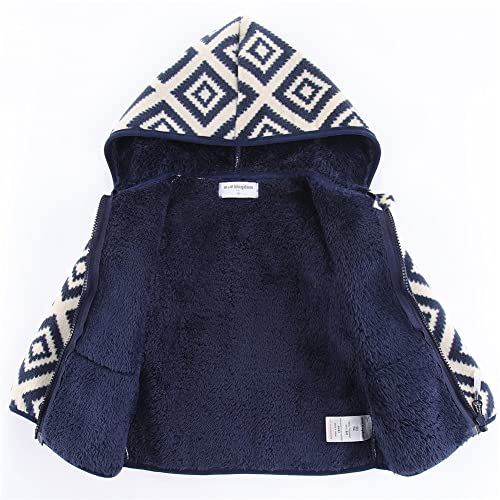Mud Kingdom Little Girls Polar Fleece Jacket Cute Dots Printing Khaki Thick Warm Outerwear 5T - Image 4