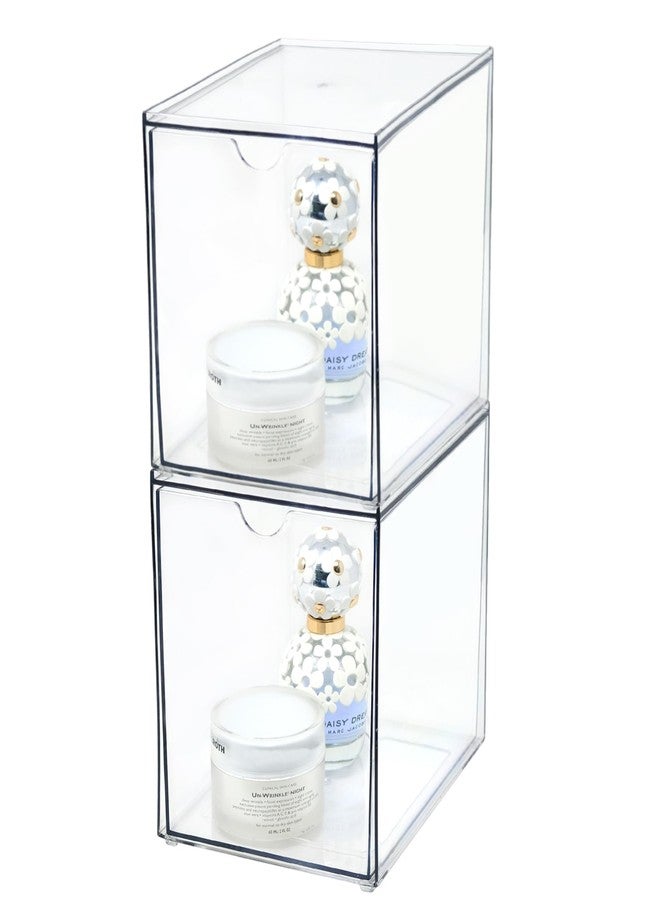Youngever 2 Pack Large Stackable Organizer Drawers, Stackable Makeup Organizer, Stackable Makeup Storage, Clear Cosmetic Organizers, Makeup Organizer Drawers (6" x 8" x 7") - Image 1