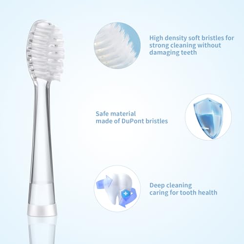 KOPBTBOY Baby Toothbrush Heads Compatible with Seago SG-513/SG-977/EK6, Compatible with Dada-Tech-BB1/977/K6, Compatible with Brush-Baby WildOnes/KIDZSONIC(8-18 Month) - Image 3