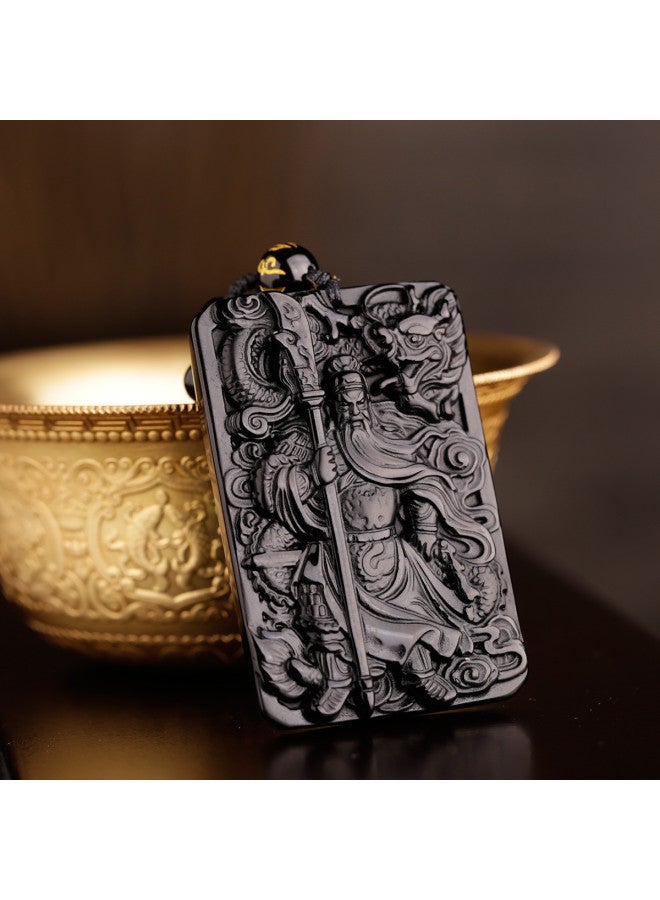 Obsidian Guan Gong Pendant Men's Year Of The Tiger Necklace Women's Peace Amulet Auspicious Couple Lover Gift - Image 3