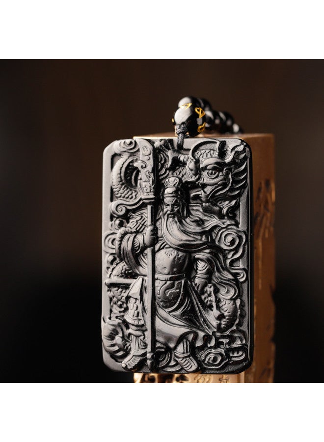 Obsidian Guan Gong Pendant Men's Year Of The Tiger Necklace Women's Peace Amulet Auspicious Couple Lover Gift - Image 4