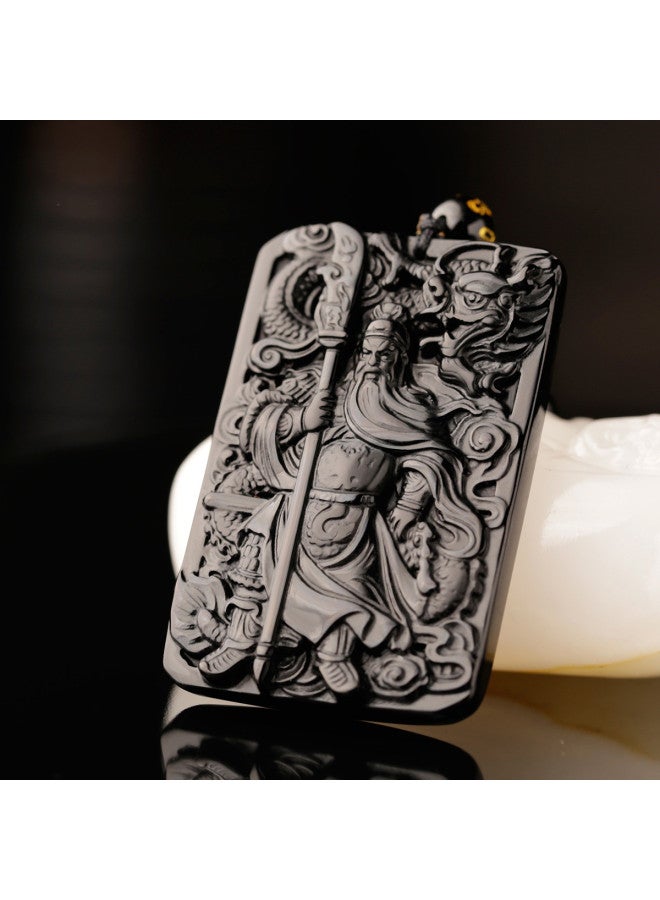 Obsidian Guan Gong Pendant Men's Year Of The Tiger Necklace Women's Peace Amulet Auspicious Couple Lover Gift - Image 2