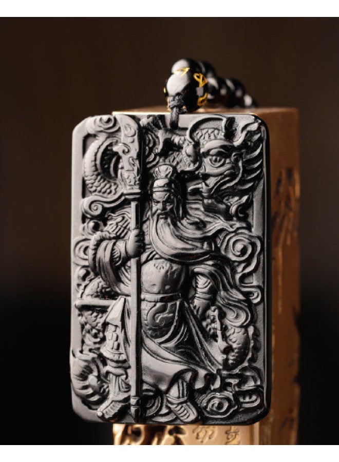 Obsidian Guan Gong Pendant Men's Year Of The Tiger Necklace Women's Peace Amulet Auspicious Couple Lover Gift - Image 1