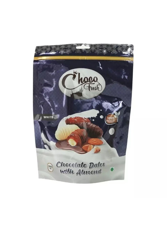 Choco Fresh شوكولاتة شوكو فريش، شوكولاتة التمر مع اللوز - 300 جرام - Image 1