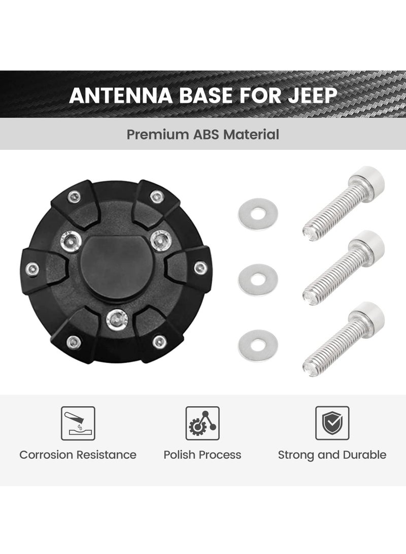 Loquat Antenna Base Cover for Jeep 2007-2022 Wrangler JK JKU JL JLU Gladiator JT, Steel ABS Antenna Mount Car Aerial Bottom Cover Trim - Image 4