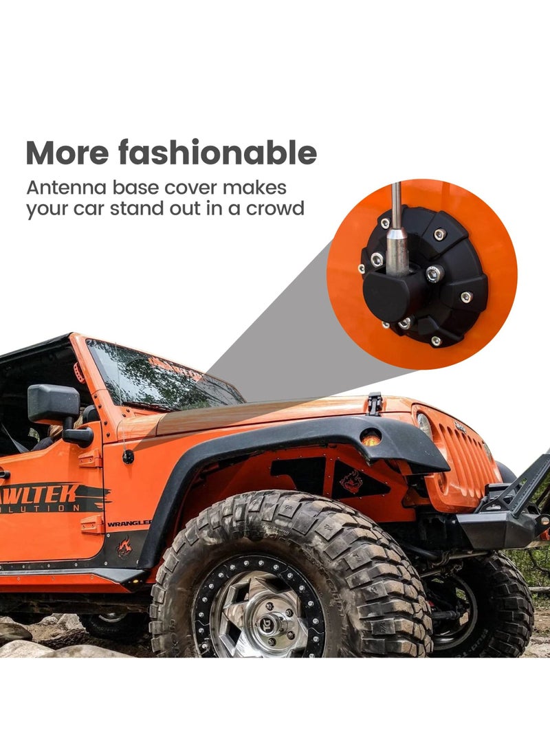 Loquat Antenna Base Cover for Jeep 2007-2022 Wrangler JK JKU JL JLU Gladiator JT, Steel ABS Antenna Mount Car Aerial Bottom Cover Trim - Image 3