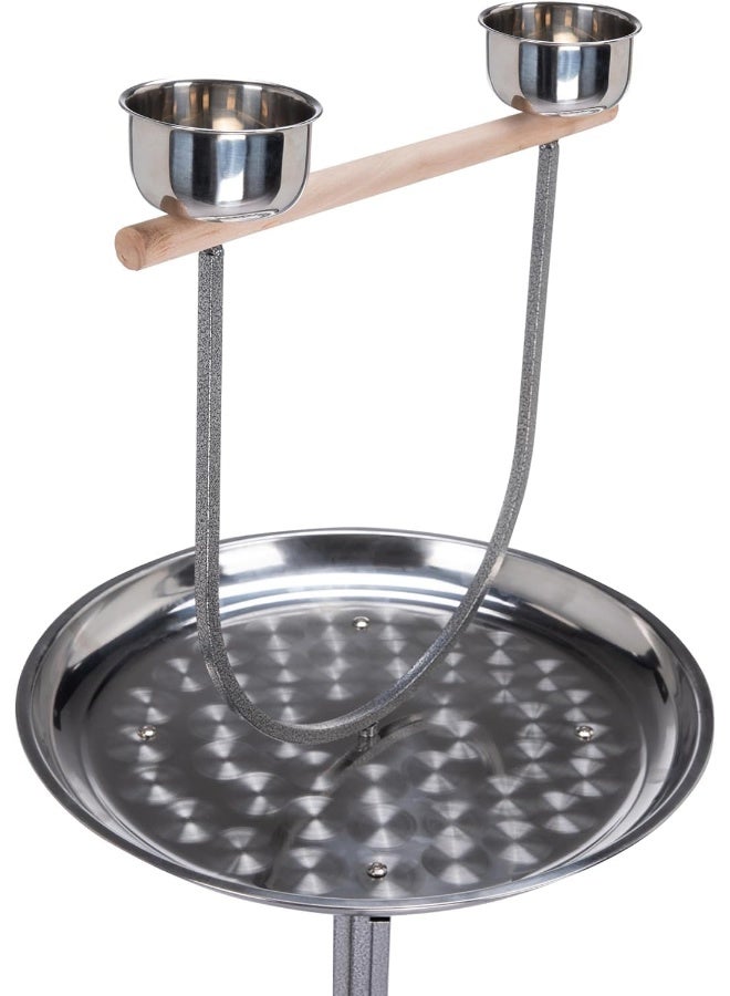 Egardenkart Premium Bird Play Top Stand With Wooden Perch And Stainless Steel Bowls - Mess-Free Feeding And Playtime Solution! - Image 2